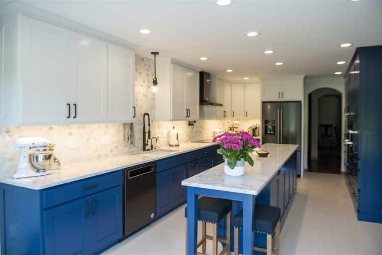 Painted kitchen cabinets.