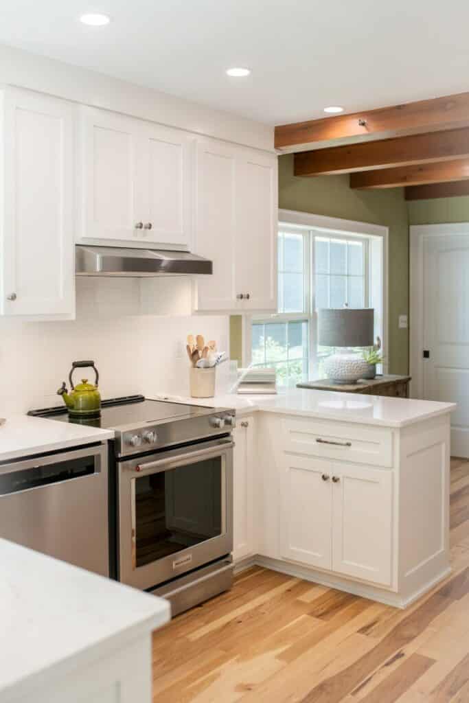 White kitchen cabinets.