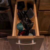 Custom utensil cabinet.