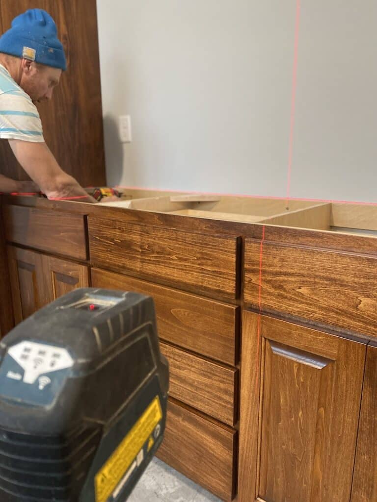 Cabinets getting installed.